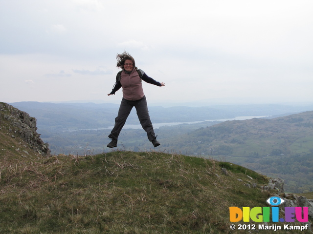 SX22204 Jenni jumping with Lake Windermere in background